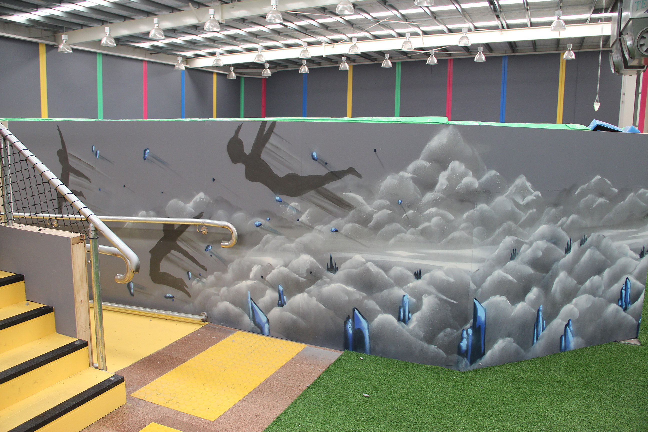 Airborn trampoline park graffiti