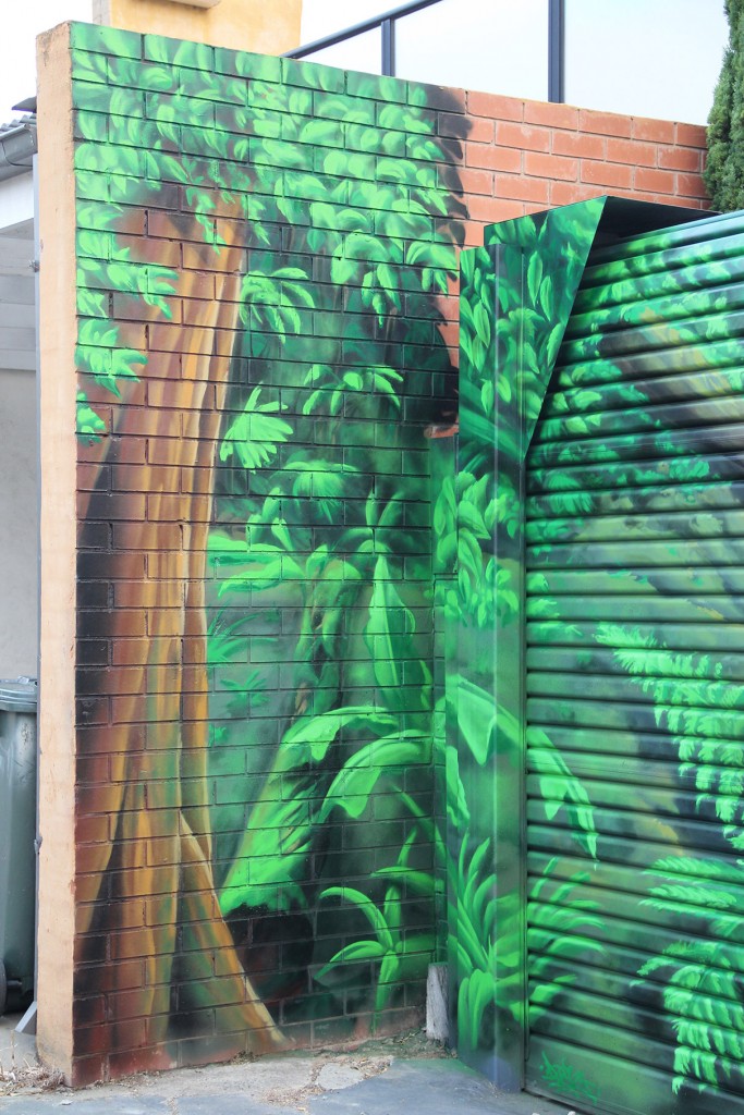 Close up of rainforest mural