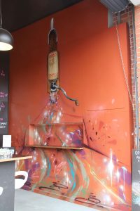Cafe coffee grinder wall mural