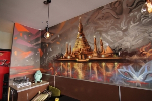 Buddhas Belly Restaurant Feature Wall Close Up