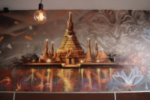 Buddhas Belly Restaurant Feature Wall Close Up