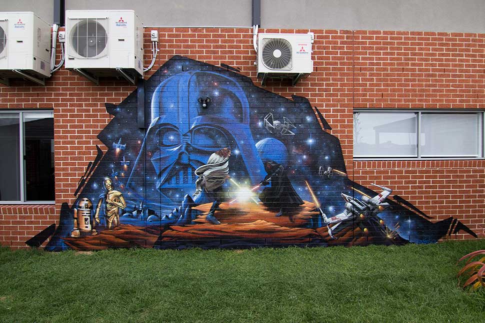 Star wars themed graffiti mural