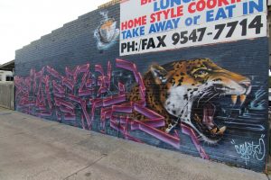 Abstract graffiti mural
