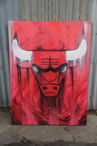Chicago Bulls graffiti on a canvas
