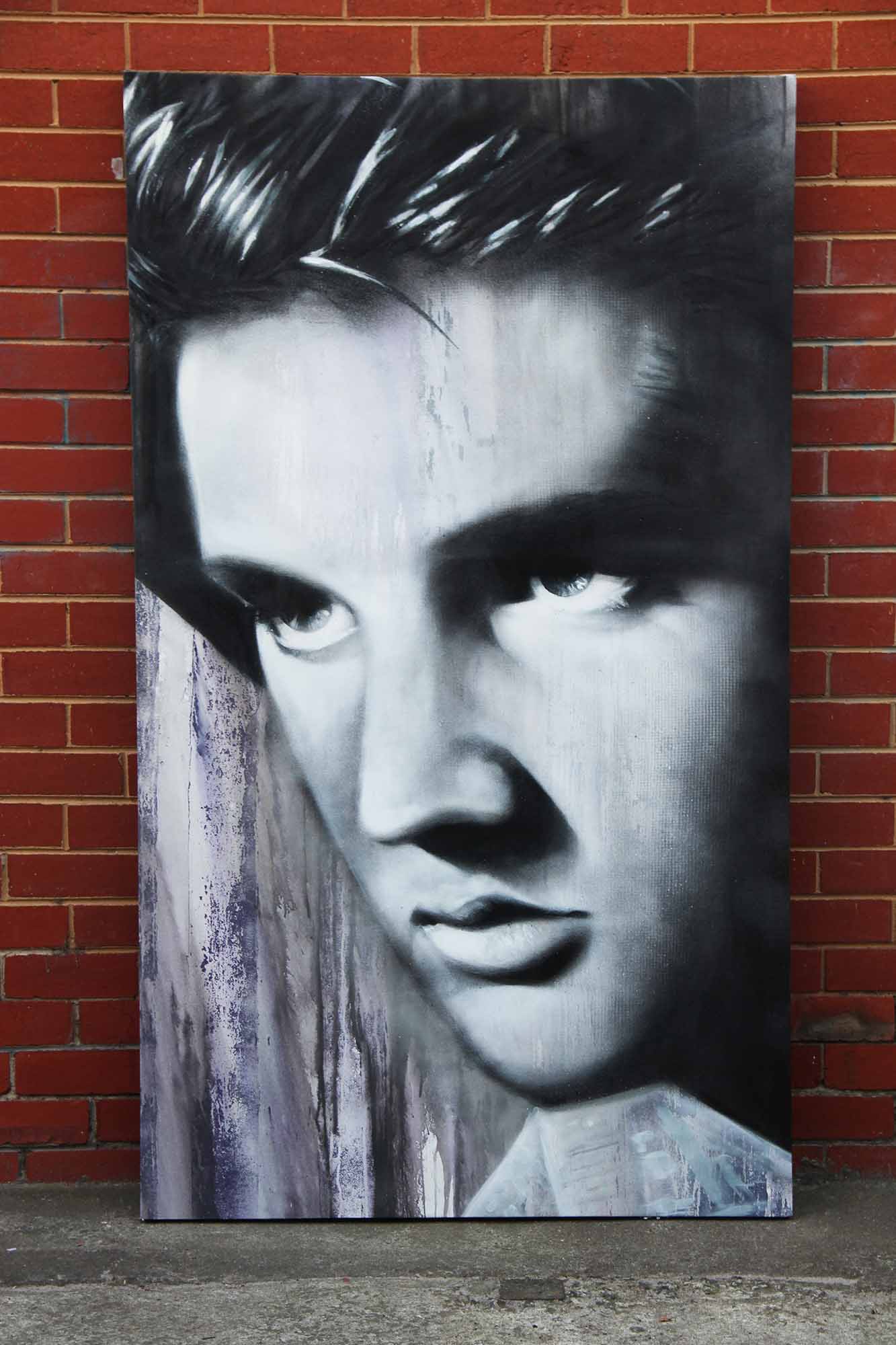 Mural portrait of Elvis Presley on canvas