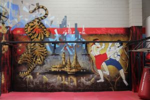 Graffiti mural in a gym