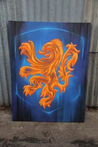 Netherlands football shield in graffiti art on canvas
