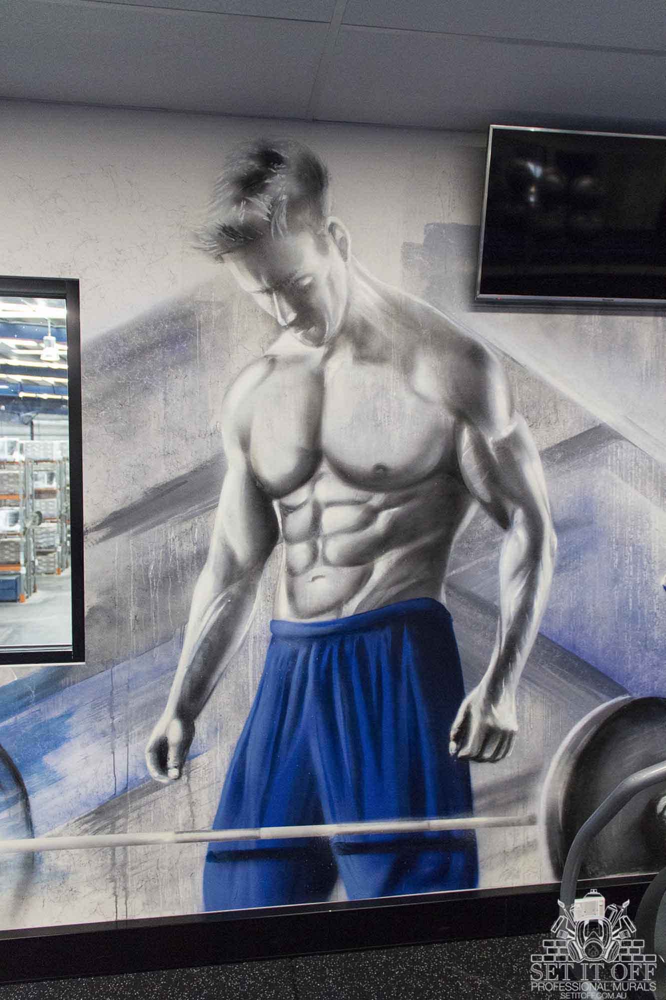 Graffiti mural in a gym