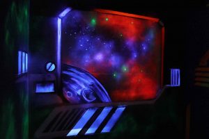 Space graffiti in a laser arena