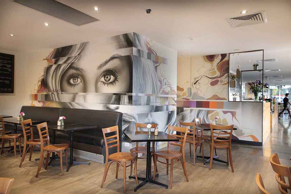 Aura Cafe Interior Wall Mural