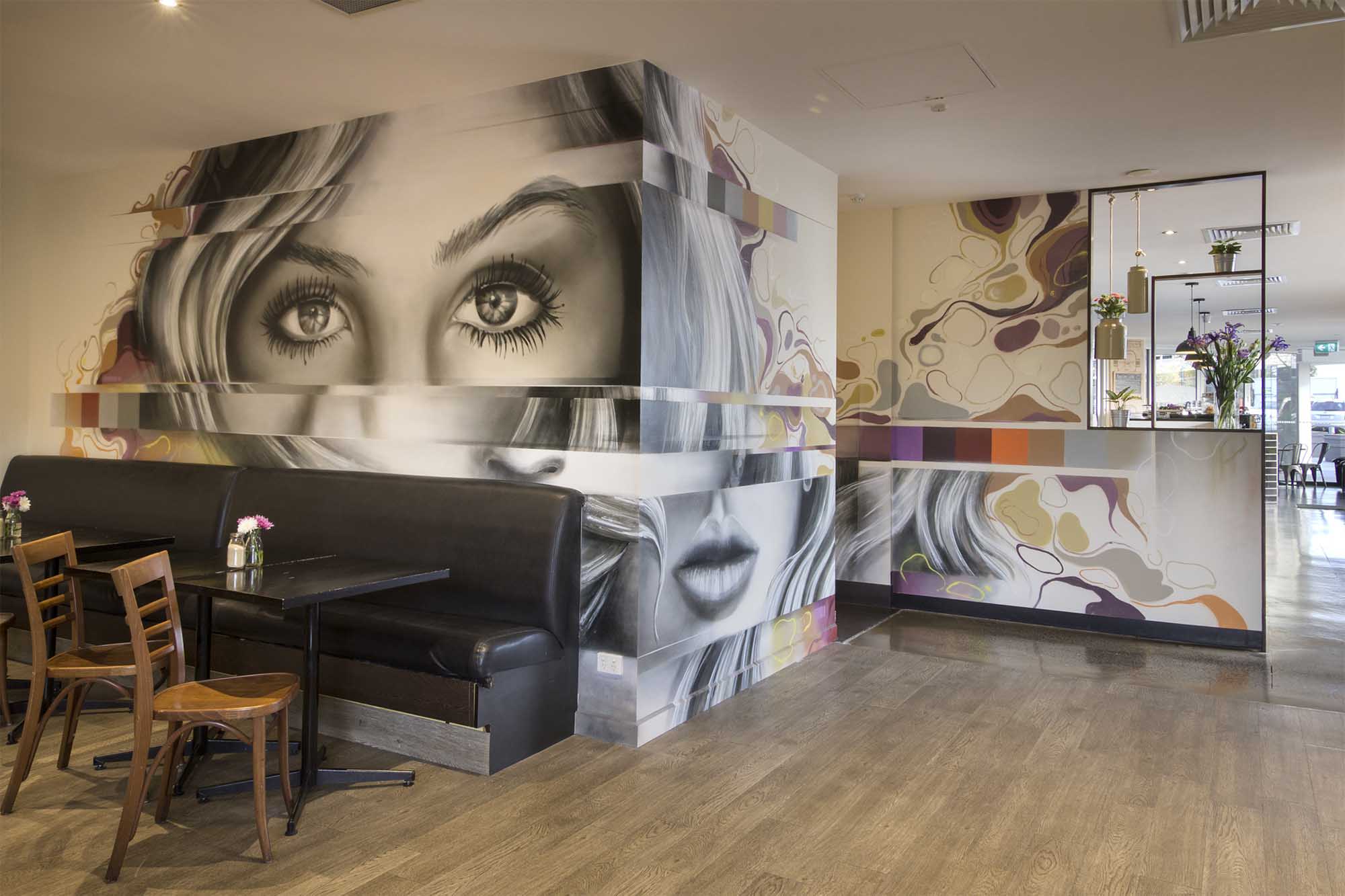 Aura Cafe Interior Wall Mural