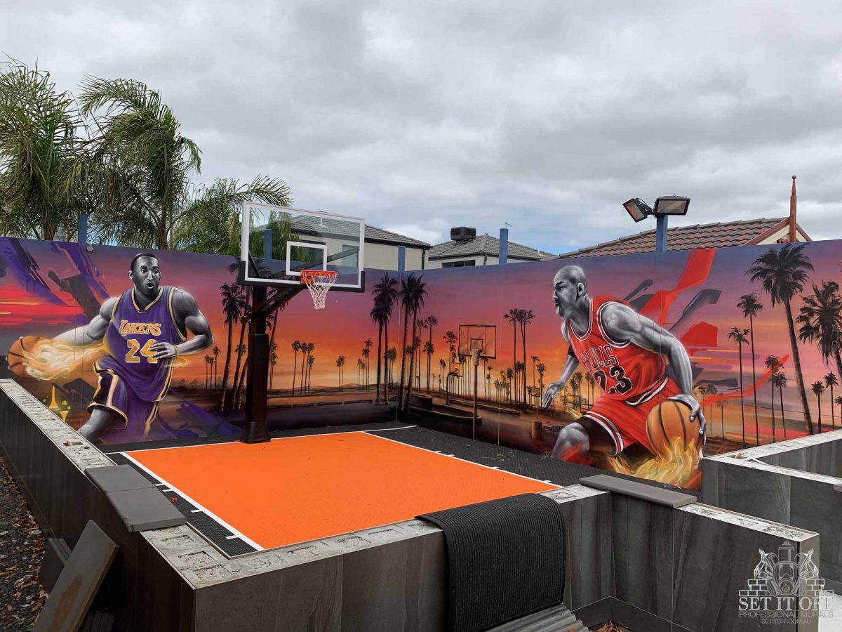 3d Abstract Basketball Court Mural Graffiti Artist Melbourne