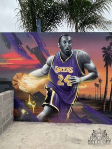 3D Abstract Basketball Court Wall Mural Project Kobe
