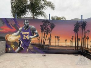 3D Abstract Basketball Court Wall Mural Project Left