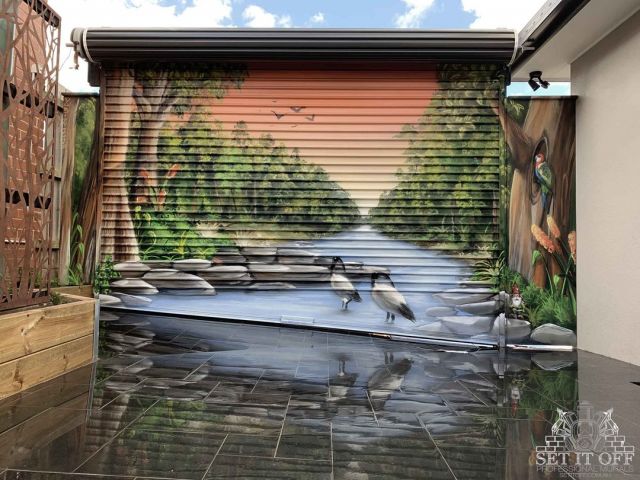 River Roller Door Mural
Spray Paint - 2020
River Roller Door Mural 😍
📐Designed:Painted by Set It Off
📍Located in Melbourne
🙏 #montanacans
👌
Love the artwork? Support us on➡️
@setitoffmelbourne
is an instagram of 100% authentic hand painted wall murals with aerosol.
⚡️⚡️⚡️
#interiordesign #interior #homefashion #accessories #luxuryinteriors #graffitiinteriors #contemporaryart #fineart #myhouzz #visitmelbourne #setitoff #luxurylifestyle #photooftheday #customhome #decorideas #interiorinspiration #painting #interior4all #vogueliving #decorlovers #styledforliving #jj_urbanart #rollerdoors #customrollerdoors #landscapeideas #landscape